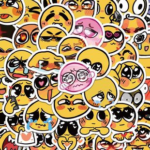 180张原创可爱卡通小黄脸emoji小贴纸高颜值表情包pvc防水贴纸diy
