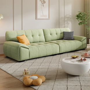 索菲亚官方猫抓布艺沙发现代简约客厅直排宽坐深小户型奶油风绿色