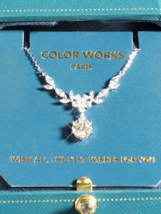 法国colorworks麦穗莫桑石项链钻纯银项链女小众轻奢高级生日礼物