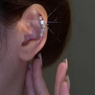 韩国高级感珍珠锆石耳骨夹无耳洞女小众设计感2023年新款 复古耳饰