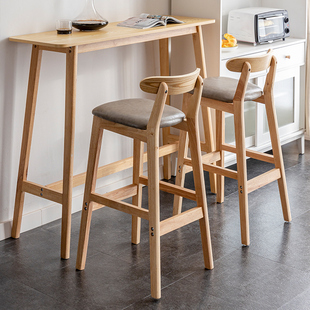 定制实木小吧台桌椅组合家用靠墙高脚桌北欧吧桌简约咖啡桌阳台长