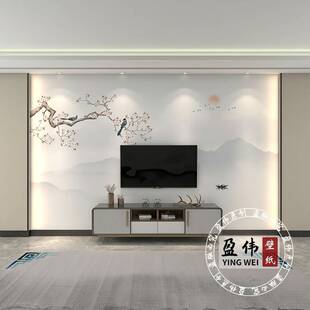 现代简约花鸟新中式 山水竹木纤维客厅卧室电视背景墙定制集成墙板