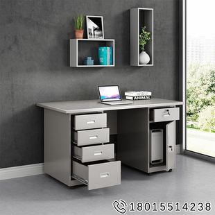 304不锈钢办公桌办公室电脑桌带抽屉无尘车间工作台收银台写字桌