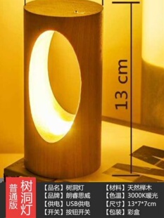创意实木LED阅读台灯护眼充电北欧日式 灯具卧室学生榉木 新品