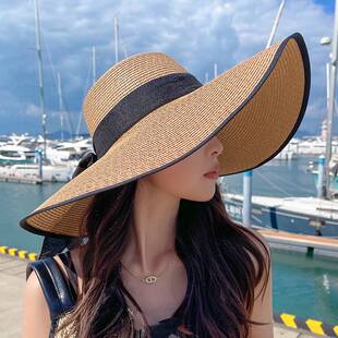 太阳帽女款 夏季 沙滩帽202新款 遮阳帽防晒防紫外线海边度假大帽檐