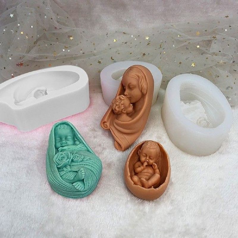 Silicone Mold Candle Holding Baby For