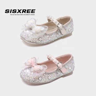 女童皮鞋 小女孩儿童水晶鞋 子演出 爱莎女童鞋 水钻鞋 SISXREE公主鞋