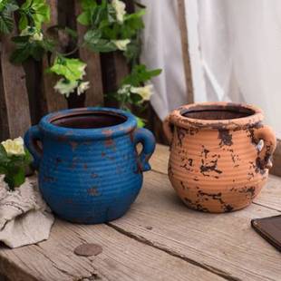 仿古陶瓷花器 透气个性 多肉花盆 复古植物盆 创意陶器陶罐 粗陶盆