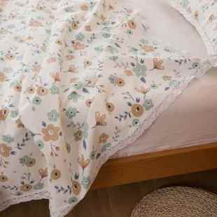 带花边纯棉加厚老粗布床单单件夏季 清爽棉麻被单1.21.51.8米 苏浅