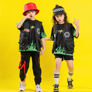 新款 少儿机能嘻哈hiphop儿童舞台表演 六一儿童演出服男童街舞套装