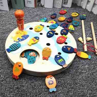 婴幼儿童磁性钓鱼玩具套装 12周岁益智男女孩子346岁宝宝木质制