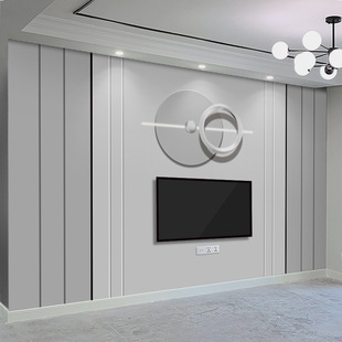 电视机背景墙壁纸客厅壁布轻奢影视墙布装 饰 格栅线条壁画2022新款