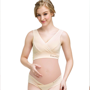 纯棉产后喂奶胸 大罩杯怀孕期背心式 内裤 哺乳文胸孕妇内衣大码 套装