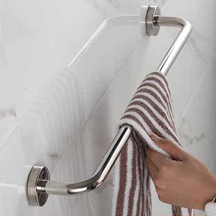不锈钢毛巾架单杆免钉浴室毛巾杆加长卫生间厕所欧式 卫浴五金挂件