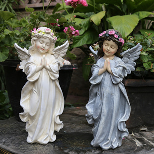 庭院装 饰 乡村 小院子装 美式 园艺摆件树脂小天使摆件 户外花园
