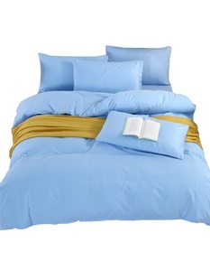 七维纯色四件套天蓝色被套床单浅蓝色宿舍上下铺床三件套床上用品
