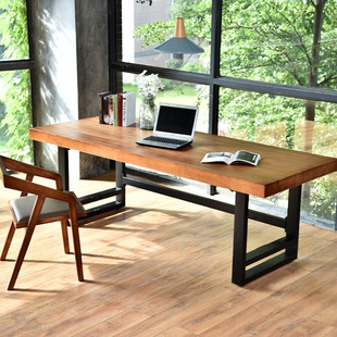 实木电脑桌会议桌餐桌长桌写字台桌子台式 办公桌 书桌简约现代美式