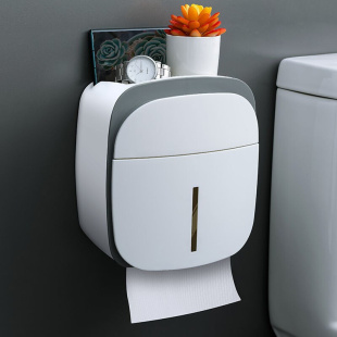 卫生间纸巾盒浴室抽纸盒厕所放纸盒壁挂纸巾架免打孔置物架收纳h