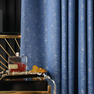 遮光卧室2022年新款 窗帘现代简约轻奢风高端大气客厅蓝色定制美式