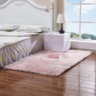 现代简约仿羊毛地毯粉色80x180厘米商用地垫长毛