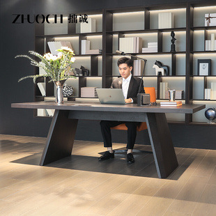 意式 极简大书桌简约现代设计师双人办公桌家用客厅电脑桌餐桌一体