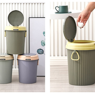 北欧创意带盖垃圾桶家用厨房客厅压圈分类卫生间T防嗅按压弹盖纸