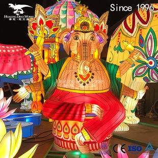 自贡南国灯城彩灯灯会制作印度文化主题彩灯模型美陈引流