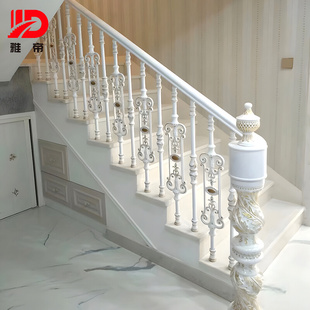 自建房铝合金白色旋转楼梯扶手护栏别墅弧形围栏室内安装 家用欧式