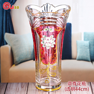 高斯珐琅彩花瓶北欧现代透明玻璃花瓶家居摆件古典欧式 轻奢花器