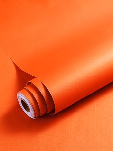橙色脏橘色墙纸自粘防水家具翻新商用装 饰背景墙贴壁纸北欧ins风