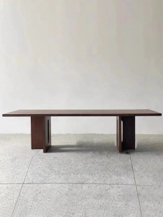 北欧简约全实木长方形家用餐桌侘寂风书桌办公桌实木工作台洽谈桌