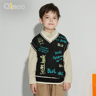 淇木Qimoo童装 商场同款 男背心简约舒适设计款 针织T恤QYH3EC201B