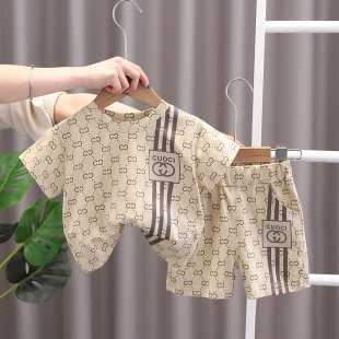 1一周岁婴儿全棉衣服2两3三岁半4分体套装 童装 帅气男宝宝短袖 夏季