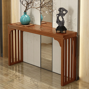 实木玄关台靠墙置物架现代简约长条窄边桌子端景条案几新中式 供桌