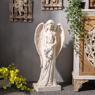 复古天使摆件创意雕塑拍摄道具装 饰品家居客厅婚庆落地摆饰件 欧式