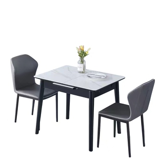 可伸缩岩板餐桌长方形小户型家用折叠饭桌现代简约轻奢餐桌椅组合