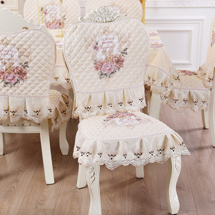 椅子套罩餐桌布加厚四季 通用凳子棉麻坐垫家用靠背罩椅套椅垫 欧式