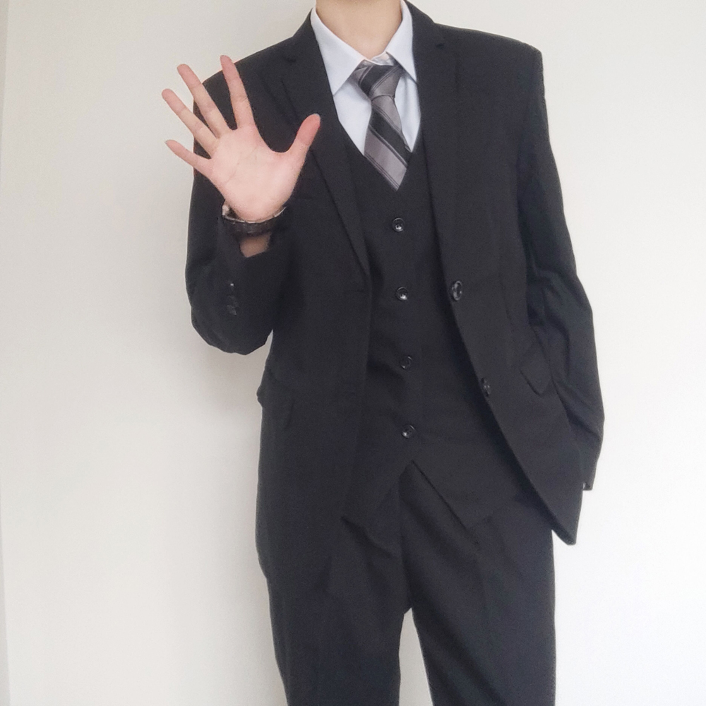 浅见川DK西服制服二粒扣学院风黑色英伦学生高级感西装 正式 套装 男