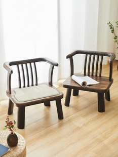 日式 实木矮椅子靠背小凳子飘窗榻榻米座椅护腰床上椅和室椅无腿椅