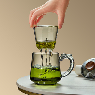 高档茶杯玻璃泡茶杯茶水分离办公室男士 个人专用水杯茶道家用 新款