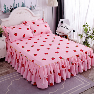 夏季 公主风床罩 床裙式 单件防尘保护套1.8m花边床单防滑床围裙罩
