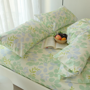 床单单件 纯棉双人1.5m1.8米2.0m床全棉布斜纹单人学生被单绿叶