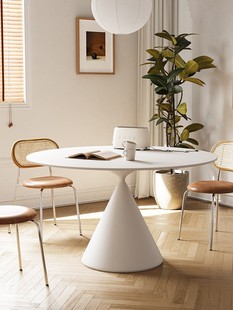 岩板餐桌简约纯白色圆桌家用圆形内嵌式 转盘德利丰小户型纯黑饭桌
