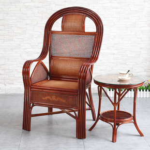 真藤椅子单个高靠背椅休闲腾椅现代简约老人座椅办公椅藤条编织椅