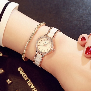 金米欧韩版 潮流时尚 简约真陶瓷表带防水女士石英手链学生时装 手表