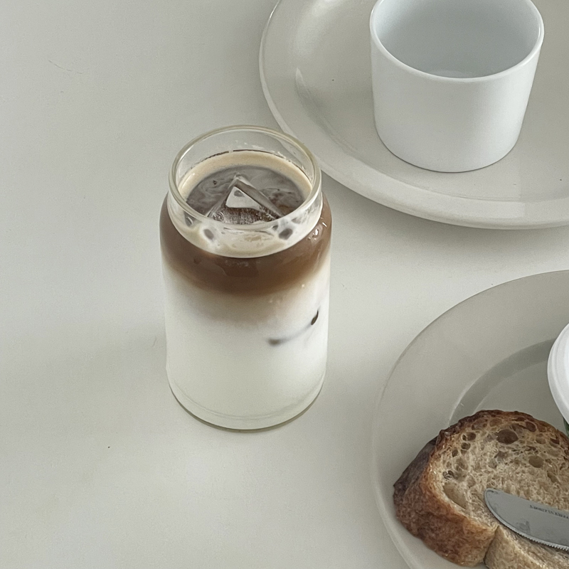 高级感简约罐子造型玻璃杯 耐高温咖啡牛奶果汁拿铁杯 Fineliving
