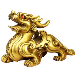 铜怪兽貔貅摆件铜金钱貔貅一对摆件单只公母工艺礼品摆件