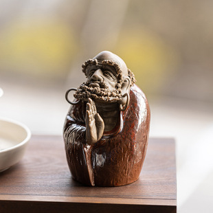 达摩祖师陶瓷摆件创意人物雕塑工艺品家居客厅茶桌装 饰品 禅意中式