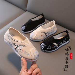 春季 男童中国风绣花鞋 汉服鞋 子学生古风表演鞋 儿童古装 老北京布鞋