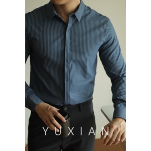 休闲商务男士 衬衫 YUXIAN高密色织条纹长袖 易打理抗皱免烫微弹正装